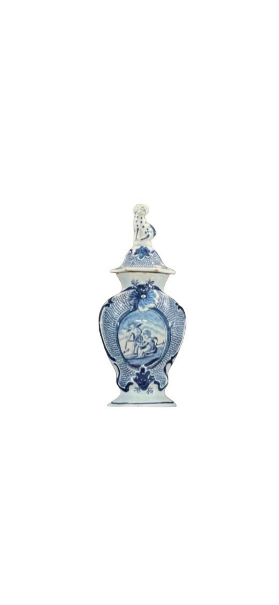 18th Century Dutch Delft Blue and White Hexagonal Garniture Vase