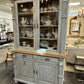 Blue 2 piece French Cabinet with Glass Doors