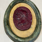 Large Plaster Intaglio with Burgundy Center and Green Frame