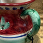 Hand Painted Vietri Jug Red, Green and Cobalt Folk Motif