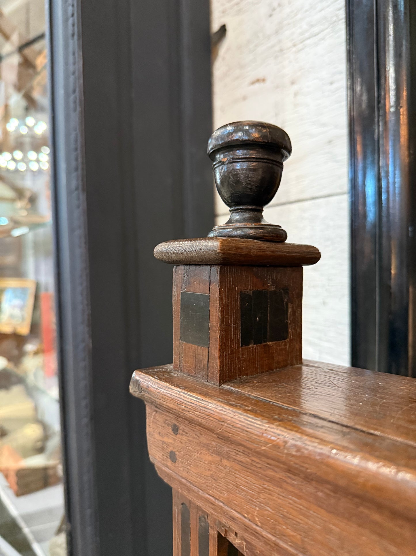 Wood Book Press with Turned Columns and Crank Handle