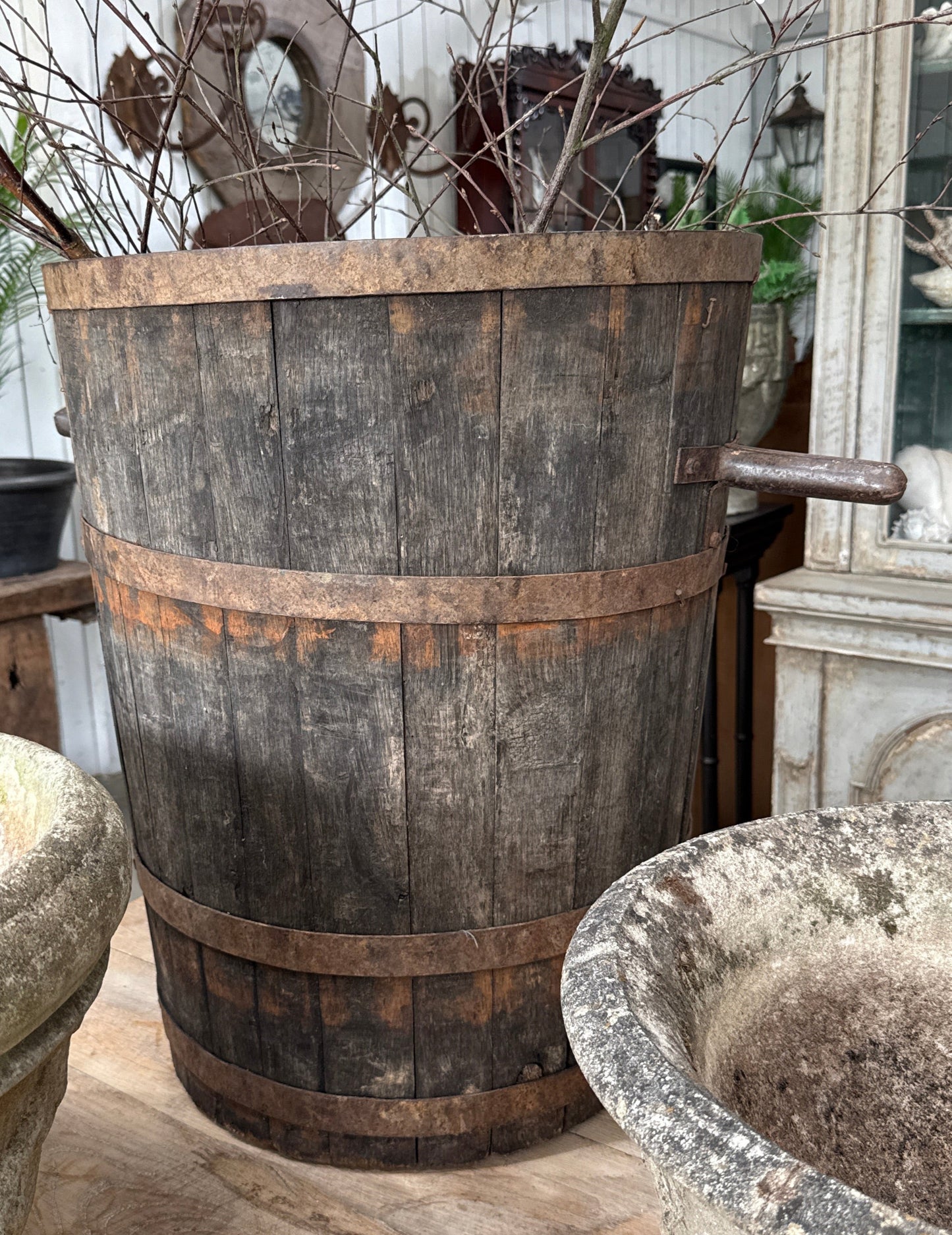 Antique French Grape Hods | Vineyard Harvest Bucket
