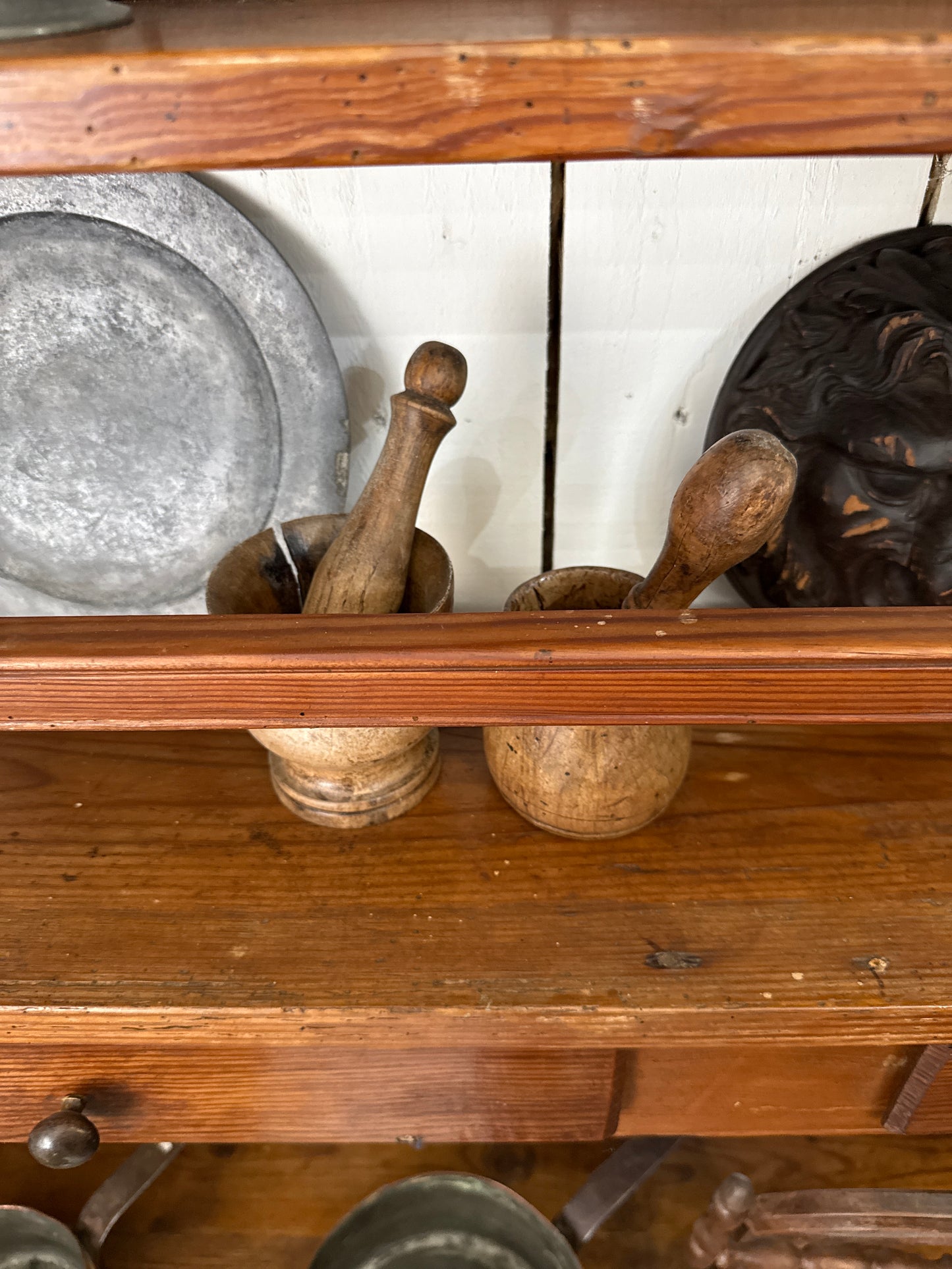 Antique Wooden Mortar & Pestle Set