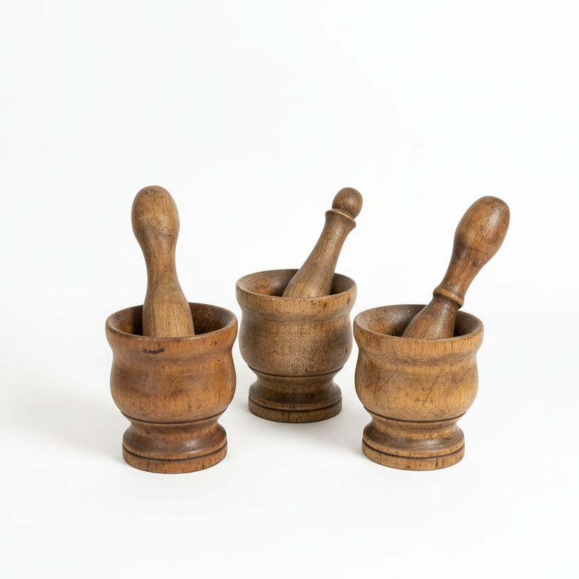Antique Wooden Mortar & Pestle Set
