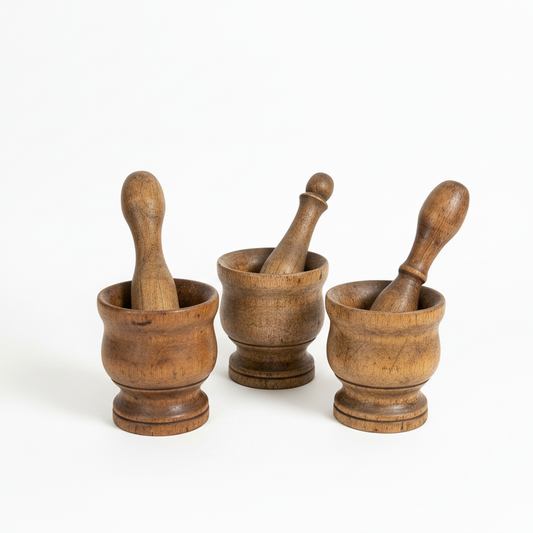 Antique Wooden Mortar & Pestle Set