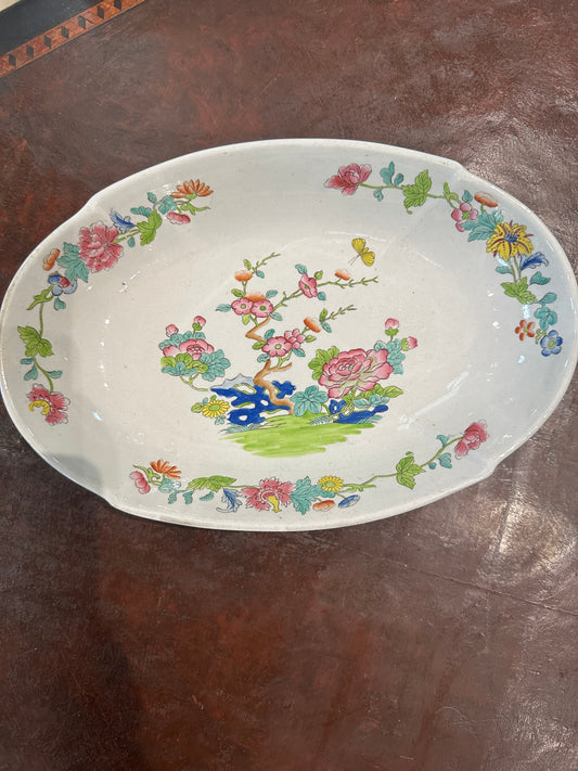 Spode Stone China Willis Indian Tree Pattern Small Oval Serving Bowl Circa 1840