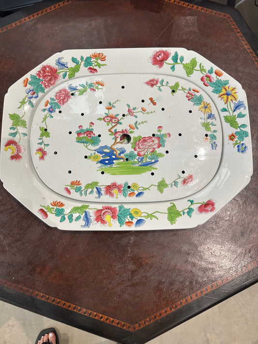 Spode Indian Tree 19" Large Platter with Drip Tray Insert