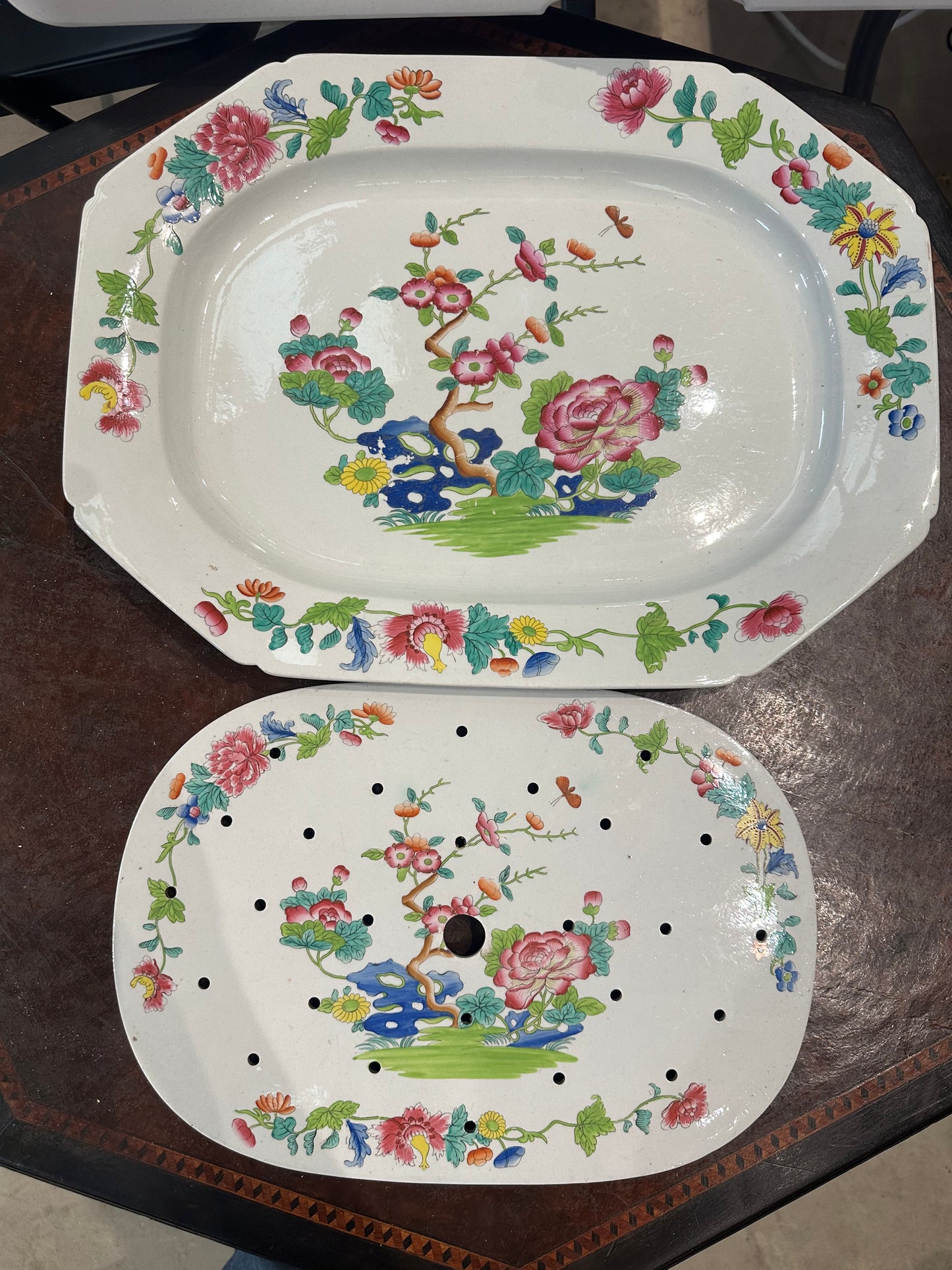 Spode Indian Tree 19" Large Platter with Drip Tray Insert