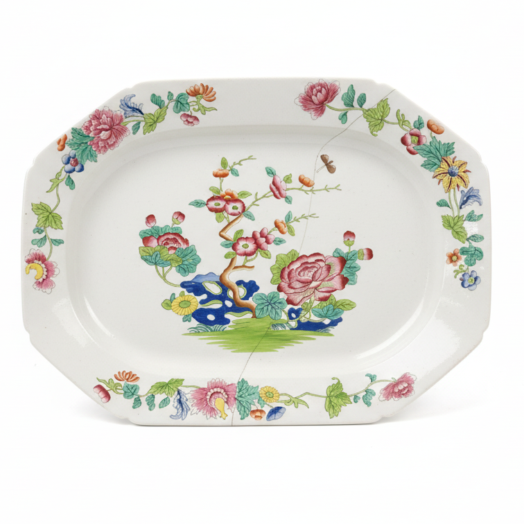 Large Spode “Indian Tree” 19" Platter with Staple Repair
