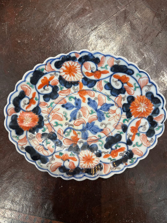 Miniature Meiji Period Imari Porcelain Plate Scalloped Edge Hand Painted