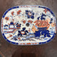 Antique Imari-Style Porcelain Drainer – Hand-Painted Floral & Pagoda Scene