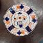 Antique English Imari-Style Cake Plate – Scalloped Edge, Cobalt & Iron Red