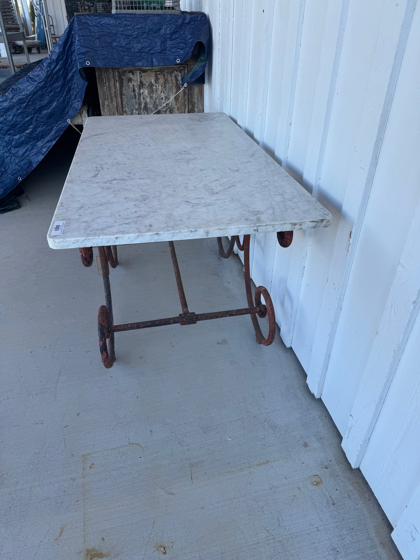 Oversized Marble and Iron Red Pastry Table