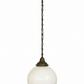 Rare 1930s Globe Schoolhouse Pendant Light with Original Forged Iron Chain
