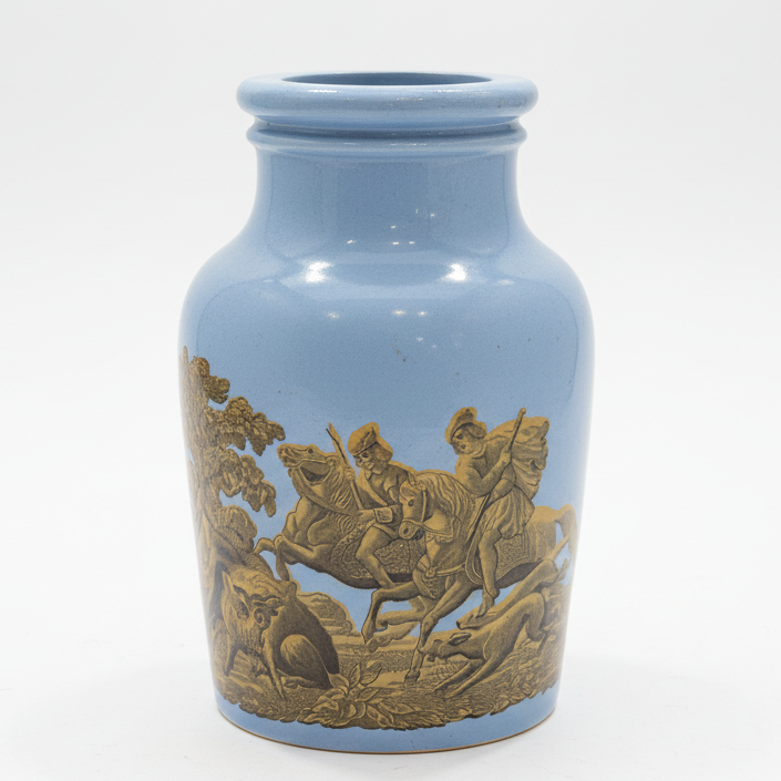 Antique Prattware Hunting Scene Jars Circa 1860