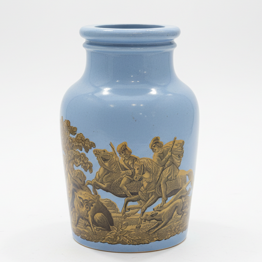Antique Prattware Hunting Scene Jars Circa 1860
