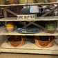 French Painted Shelf with Distressed Finish and Turned Supports
