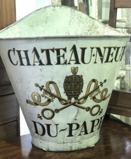 French Tole Grape Hod Painted Chateaneuf Du Pape