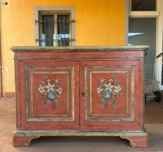 Antique Italian Original Decorative Painted Sideboard 19th Century