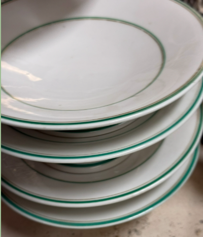 French Green Rim Compote 3” Tall