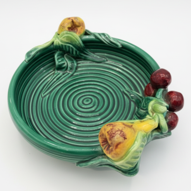 Emile Tessier Majolica Fruit-Handled Dish