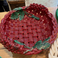Red Ceramic Basket with Leaves by Emile Tessier