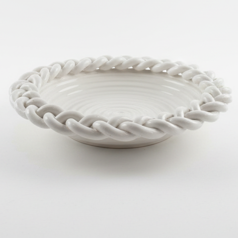 Emile Tessier White Ceramic Braided Rim Bowl