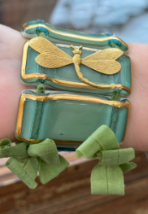Murano Glass Bracelet with Brass Accents