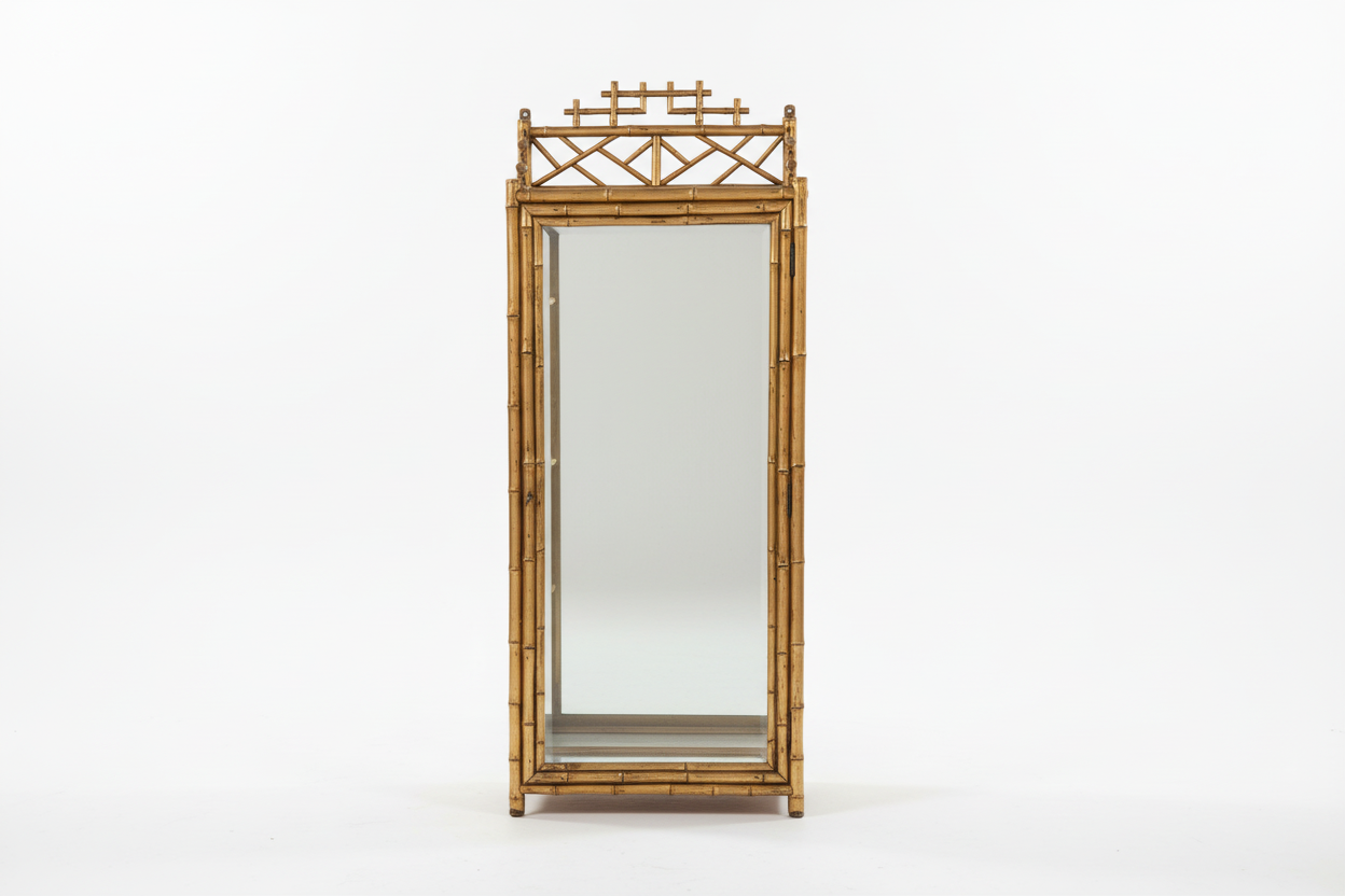 Gilded Bamboo Mirrored Wall Shelf