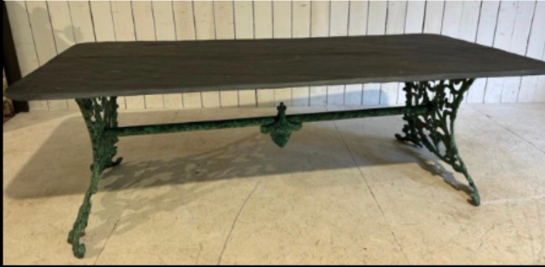 Cast Iron Table with Slate Top Circa 1880