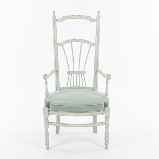 Chair with a cushion on a blurred indoor background
