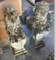 Pair of English Stone Garden Lions, Circa 1890