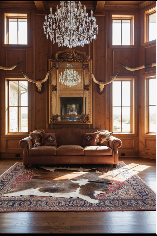French Rectangular Mirror with Crest