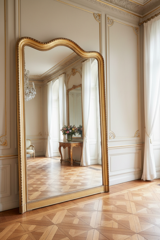 Antique French Louis Philippe Style Giltwood Floor Mirror
