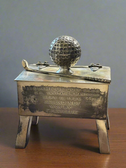 Vintage Early 20th Century Unusual Golf Trophy Cigarette Holder on Feet