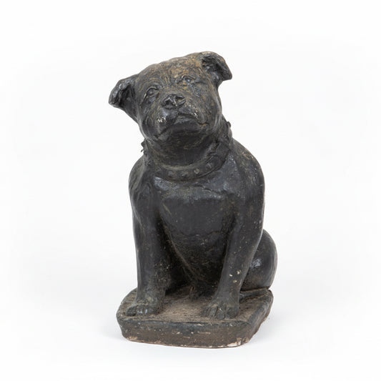 Black Concrete Bull Terrier Dog Garden Statuary