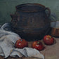 Still Life Painting of Pot and Pomegranates