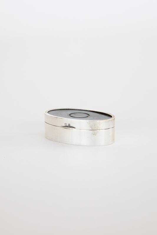 Small Silver Box with Tortoise Shell Top and Leather Bottom