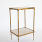 Mid Century Brass and Leather End Table