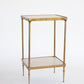 Mid Century Brass and Leather End Table