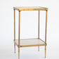 Mid Century Brass and Leather End Table