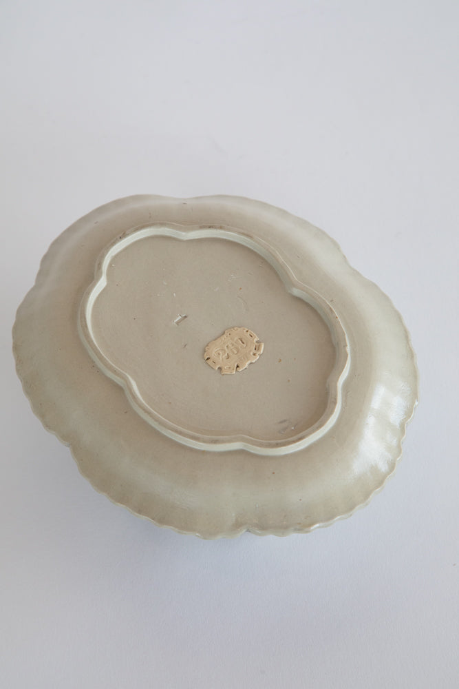 Biedermeier Mettlach Villeroy and Boch Fluted Stoneware Butter Dish