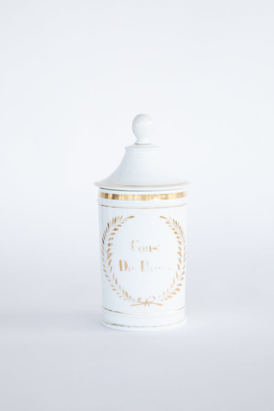 Apothecary Oil Jar with Lid and Gold Accents