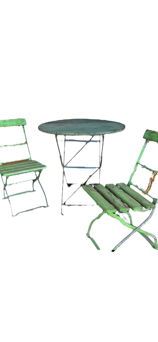 Green Folding Table with Chairs Set - French