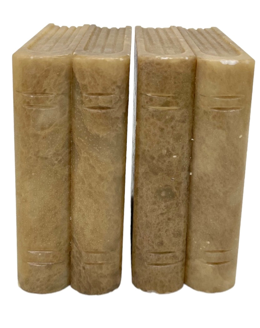 Alabaster Bookends Shaped as Books 5.25"H