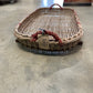 Grape Sorting Basket with Red Writing and Red Handles