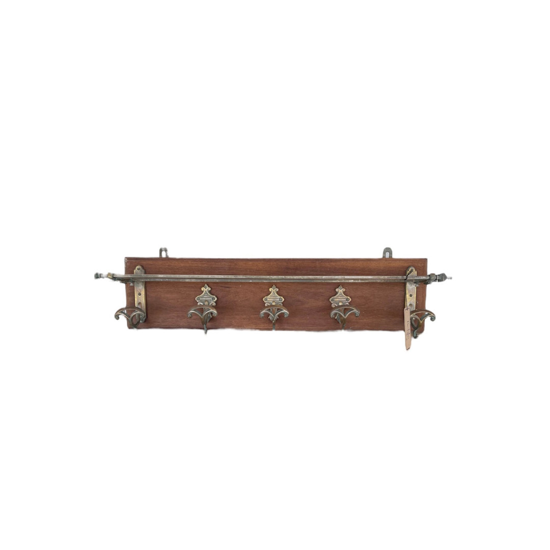 Wood and Brass Coat Rack 1900