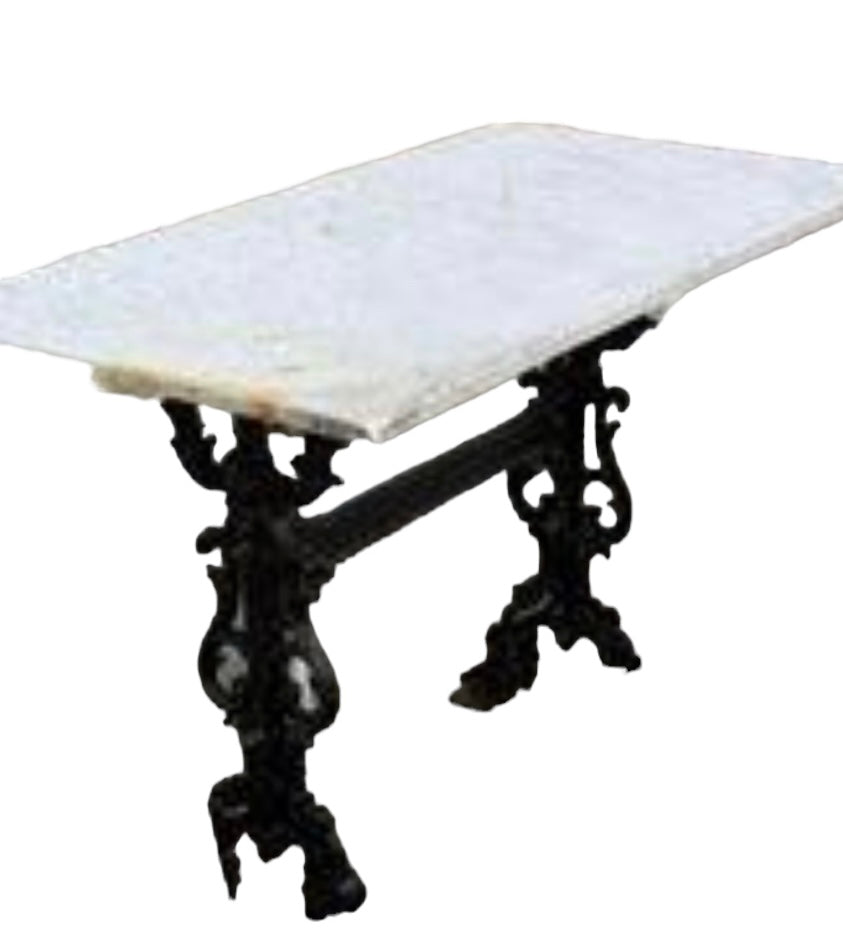 Marble Top Bistro Table - White Top Black Base
