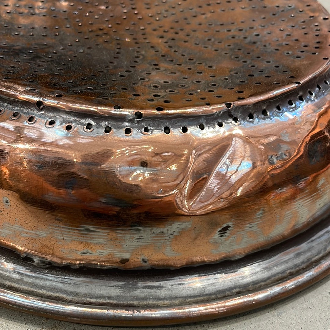 12” Vintage Copper Sieve Colander Passoire