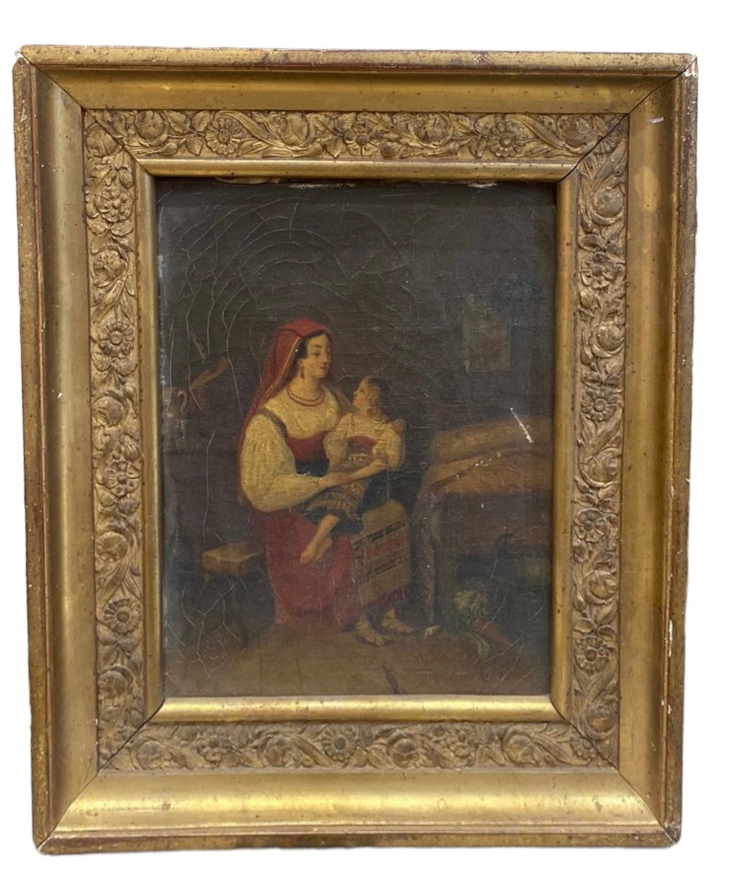 Small Painting- Neapolitan Italian Woman with Child